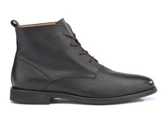 Grained Chocolate Lace-up Leather Boots - KEMERTON GOMME CITY
