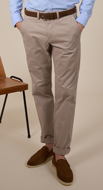Men's chino trousers Dark Greige - JERRY II