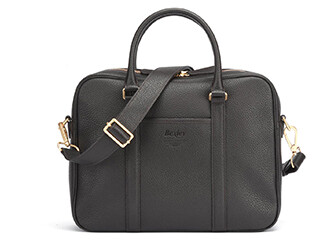 Chocolate Grained Men's leather satchel with shoulder strap - KARLINGTON