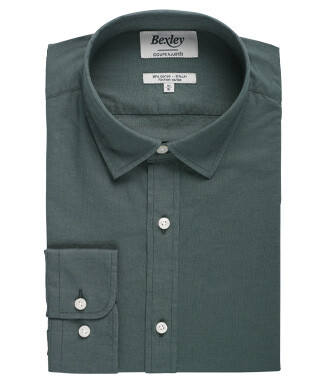 Plain Dark Green cotton linen shirt - SILBERT
