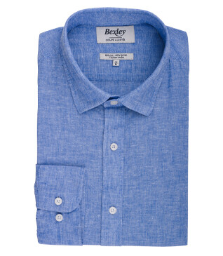 Blue Chambray & Ocean cotton linen shirt - SILBERT