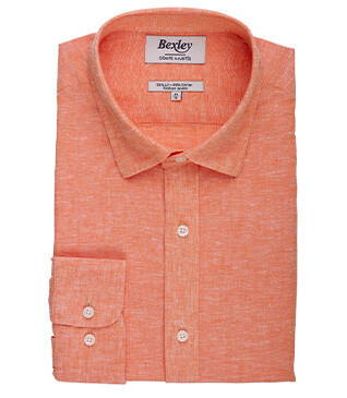 Orange Chambray cotton linen shirt - SILBERT