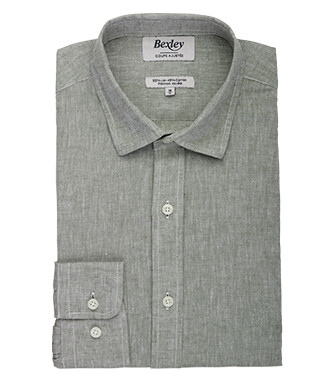 Men’s Green Khaki Chambray Shirt - SILBERT