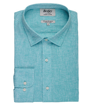 Mint Green Cotton Linen Shirt - French Collar - SILBERT