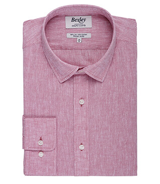 Old Rose Cotton Linen Shirt - French Collar - SILBERT