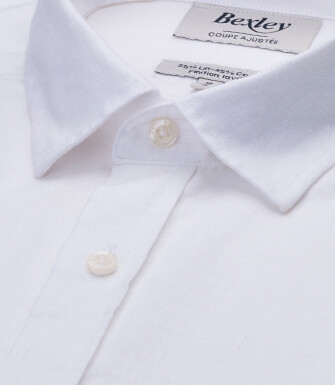 Men’s Patterned White Chambray Shirt - SILBERT
