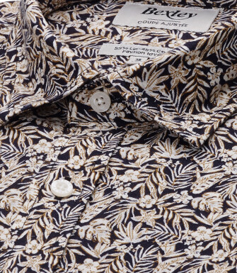 Men’s Navy and Camel Chambray Shirt - SILBERT