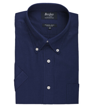 Navy cotton linen shirt - Chest pocket - COLTEN MC