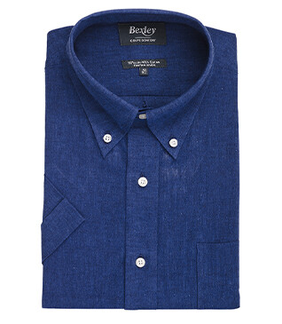 Chambray Indigo cotton/linen shirt - COLTEN MC