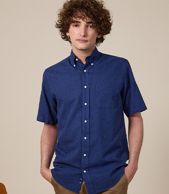 Chambray Indigo cotton/linen shirt - COLTEN MC