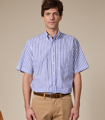 Ocean Blue Chambray & White cotton/linen shirt - COLTEN MC