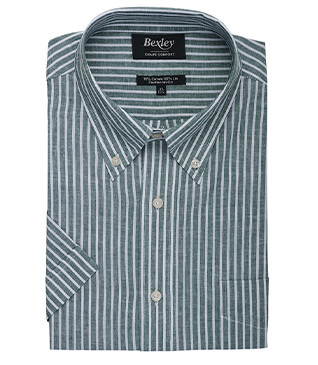 Green Chambray & White cotton/linen shirt - COLTEN MC