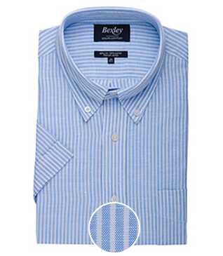 Light Blue Chambray & White cotton linen shirt - Chest pocket - COLTEN MC