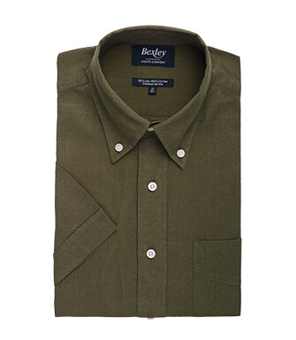 Chambray Dark Green cotton/linen shirt - COLTEN MC