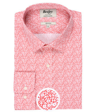 White cotton shirt with red floral print - SULPICE