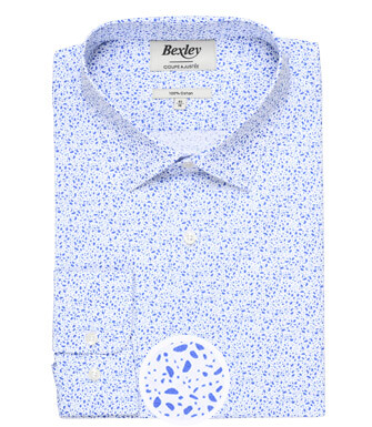 White printed cotton shirt with blue spots - SIDOINE