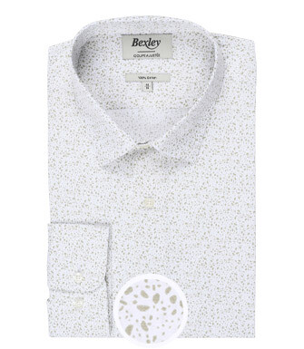 White printed cotton shirt with taupe spots - SIDOINE