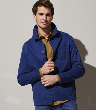 Men's Indigo Blue Cotton Jacket - FÉLICIEN