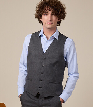 Men's Middle Grey Suit Waistcoat - LAZARE