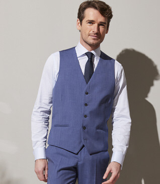Men's Light Blue Melange Suit Waistcoat - LAZARE
