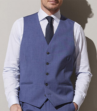 Men's Light Blue Melange Suit Waistcoat - LAZARE