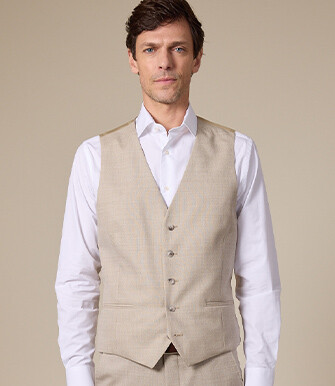 Men's Beige melange Suit Waistcoat - LAZARE
