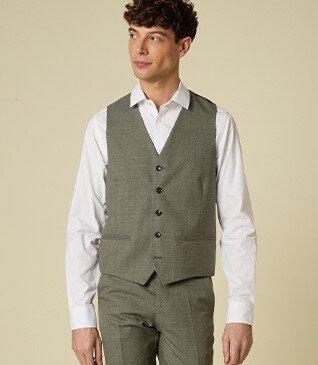 Men's Waistcoat Light Khaki Melange - LAZARE