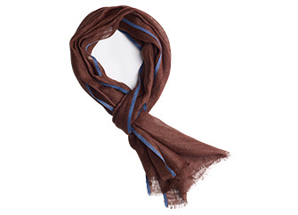 Men’s Linen and Cotton Scarf - Havana Chambray with Indigo Trim