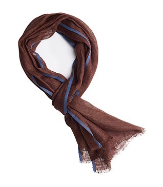 Men’s Linen and Cotton Scarf - Havana Chambray with Indigo Trim