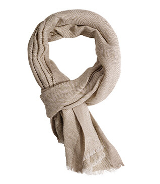 Men’s Linen and Cotton Scarf - Greige Chevron
