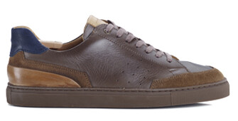 Patina Taupe Men's leather Trainers - BELOKA