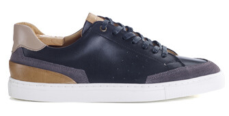 Black and Grey Suede Men's leather Trainers - BELOKA