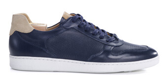 Navy leather Trainers - BORONIA