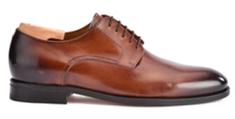 Patina Chestnut Leather Derby Shoes - PENFORD