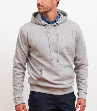 Grey Melange cotton hoodie  - HUDSEN