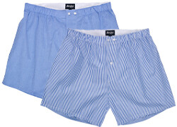 Box of 2 Plain Blue/Striped Ocean blue and white Men's boxer shorts - ELON
