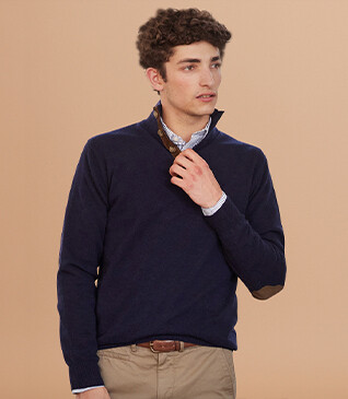 Navy High-collar wool jumper - KILTAN