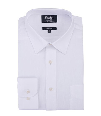 White textured shirt - Straight collar - NOLBERT