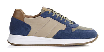 Blue suede and Taupe Men's Trainers - NIRRANDA
