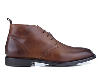 Patina Cognac Leather Low Boots - WALTON II GOMME CITY
