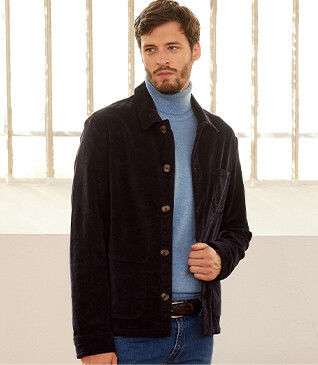 Men's Corduroy Navy Jacket - FIDÉLIEN