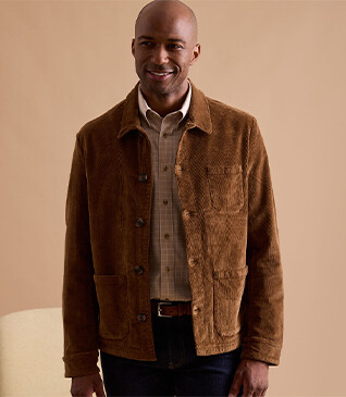Men's Corduroy Dark Camel Jacket - FIDÉLIEN