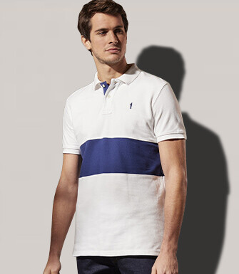 White and Navy Men's polo shirt - AURICK