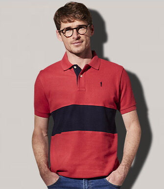 Basque Red and Navy Men's polo shirt - AURICK