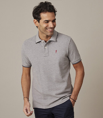 Grey Melange & Navy Men's polo shirt - ADNEY