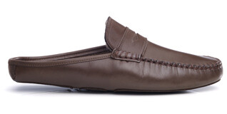 Open slippers wool lining Chocolate