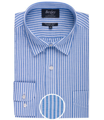 White and Blue striped cotton linen shirt - VALOIRE