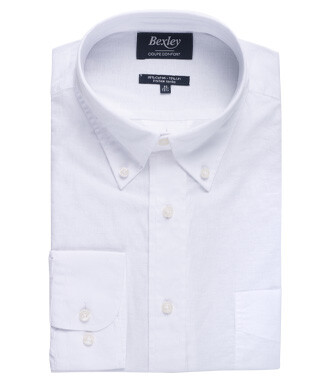 White long sleeve cotton linen shirt - COLTEN