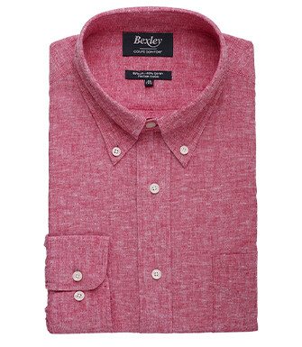Red Chambray long sleeve cotton linen shirt - COLTEN