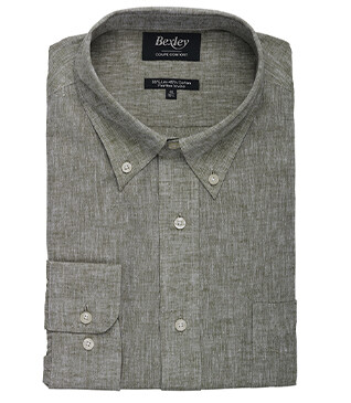 Green Khaki Chambray cotton/linen shirt - COLTEN